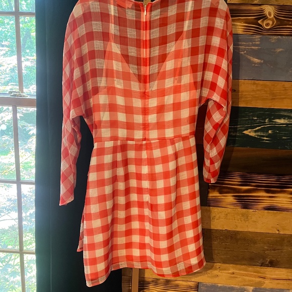 NWOT Lovers + friends Seth red white gingham checkered mini dress - Picture 5 of 6